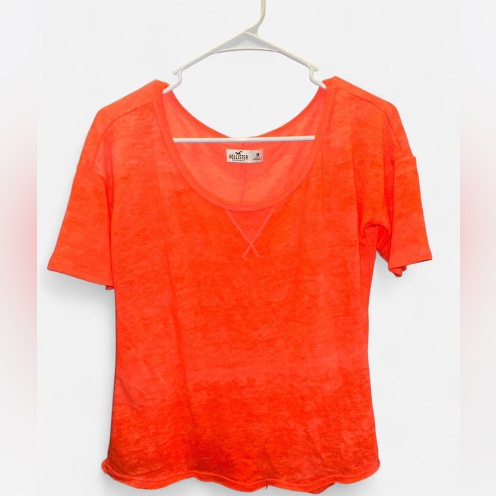 Hollister Women's Vibrant Orange Short Sleeve Shirt